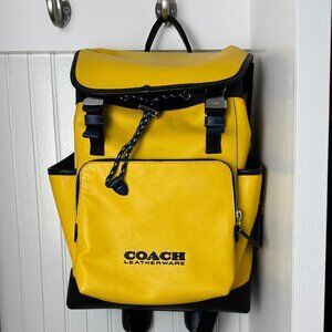 Yellow Coach Backpack | League Flap Backpack In Colorblock | Canary Yellow Navy